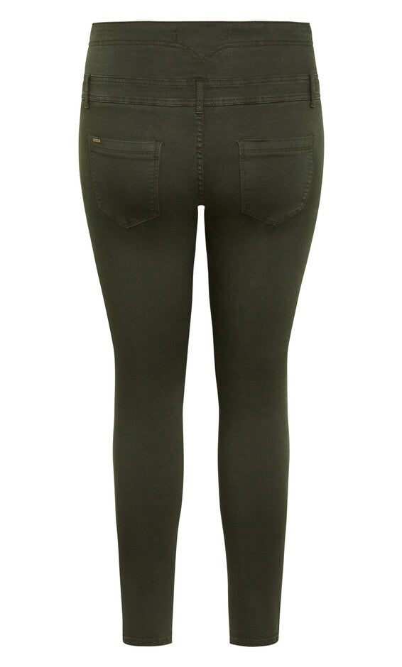 Asha Slit Corset High Rise Jean - khaki, GREEN, alternate image number null