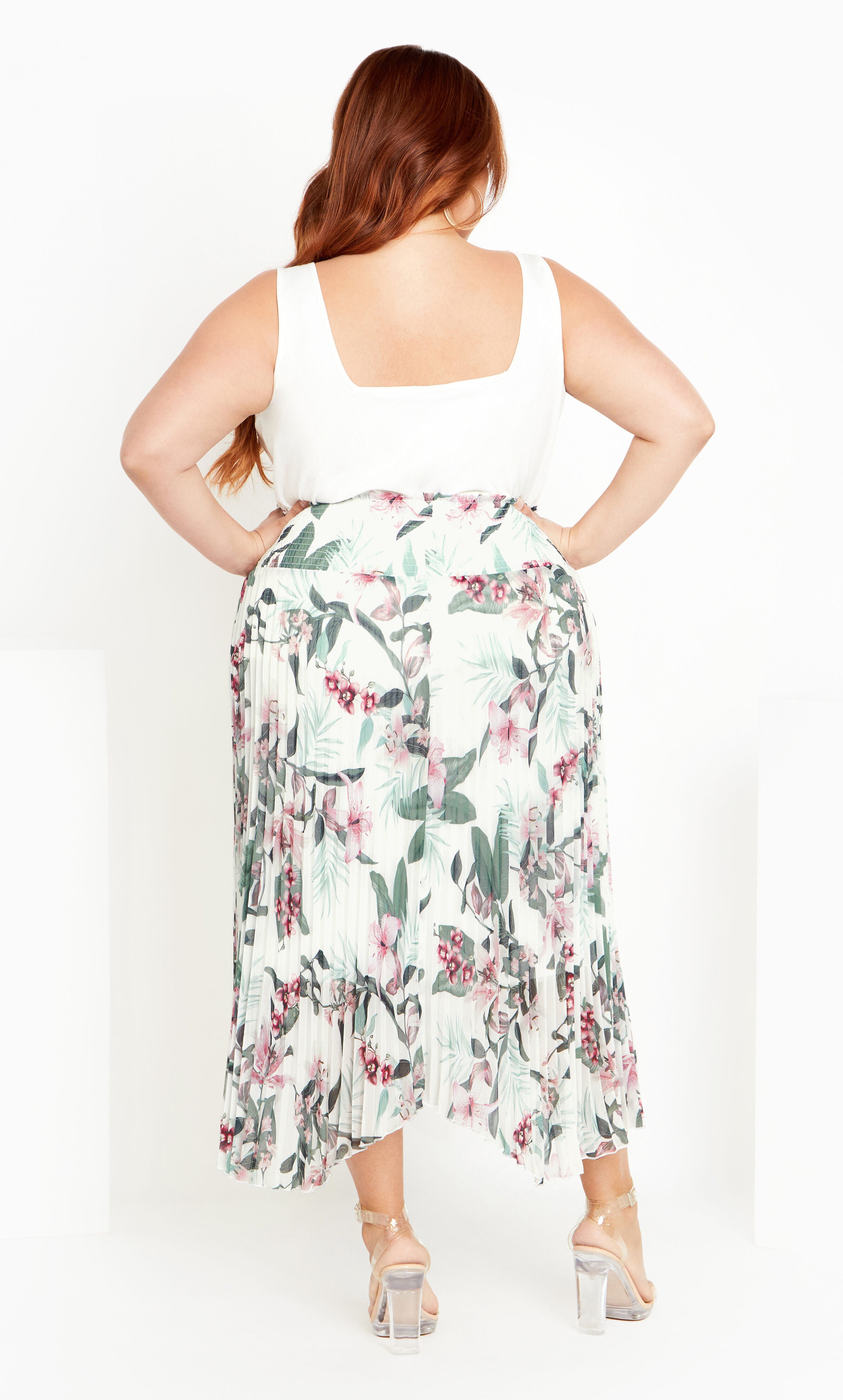 Natalie Print Skirt - ivory, WHITE, alternate image number 3