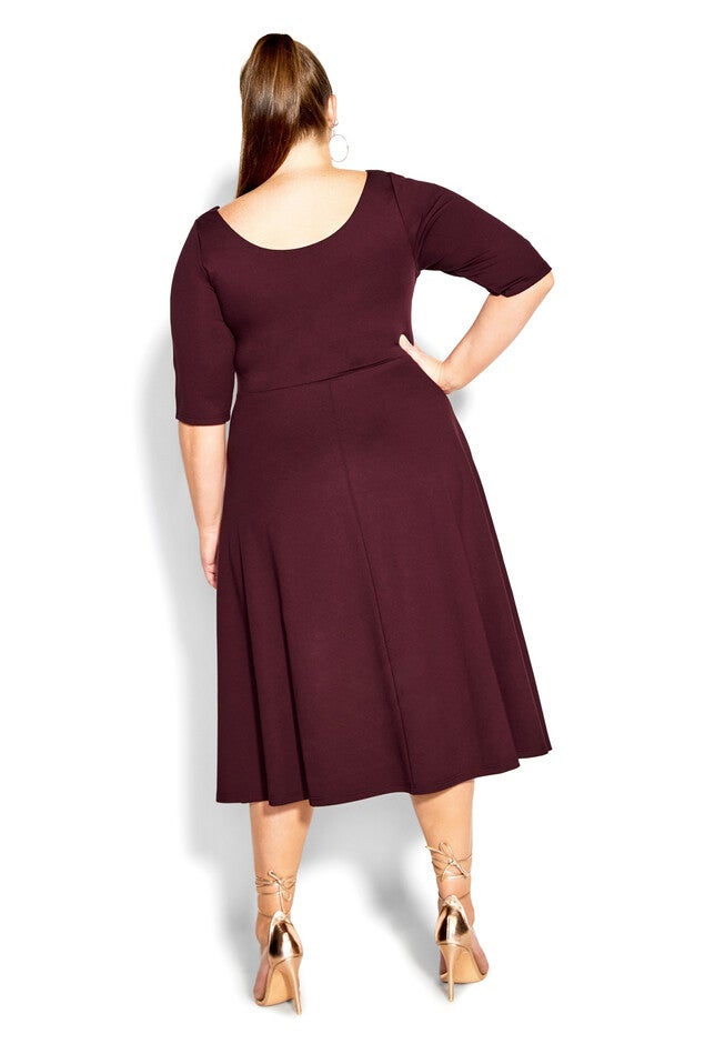 Cute Girl Elbow Sleeve Dress - oxblood, OX, on-hover image number null