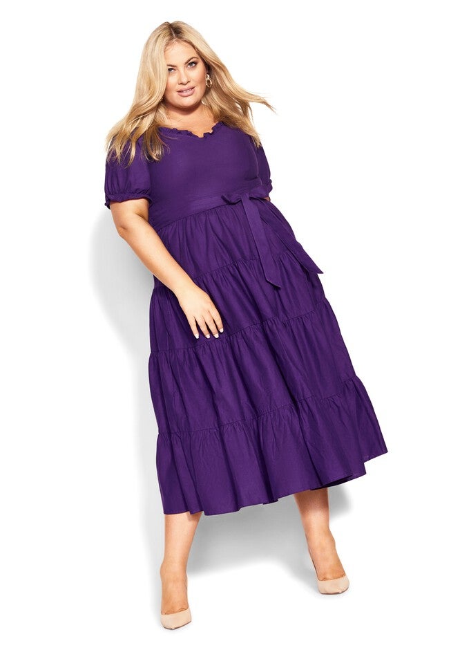 Puff Sleeve Maxi Dress - petunia, PURPLE, on-hover image number null