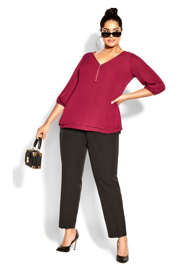 Sexy Fling Elbow Sleeve Top - sangria, RED, on-hover image number null