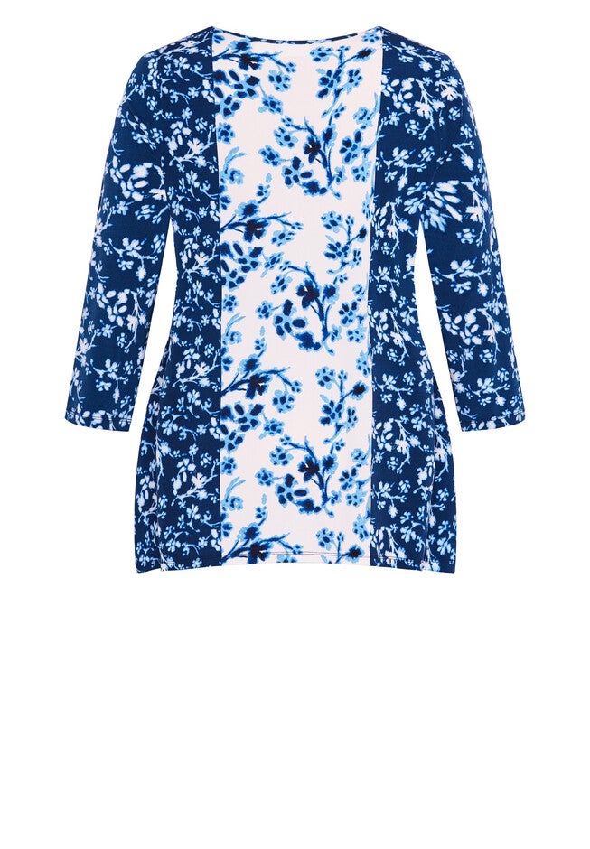 Nina Placed Top, NAVY INK BLOSSOM, alternate image number null