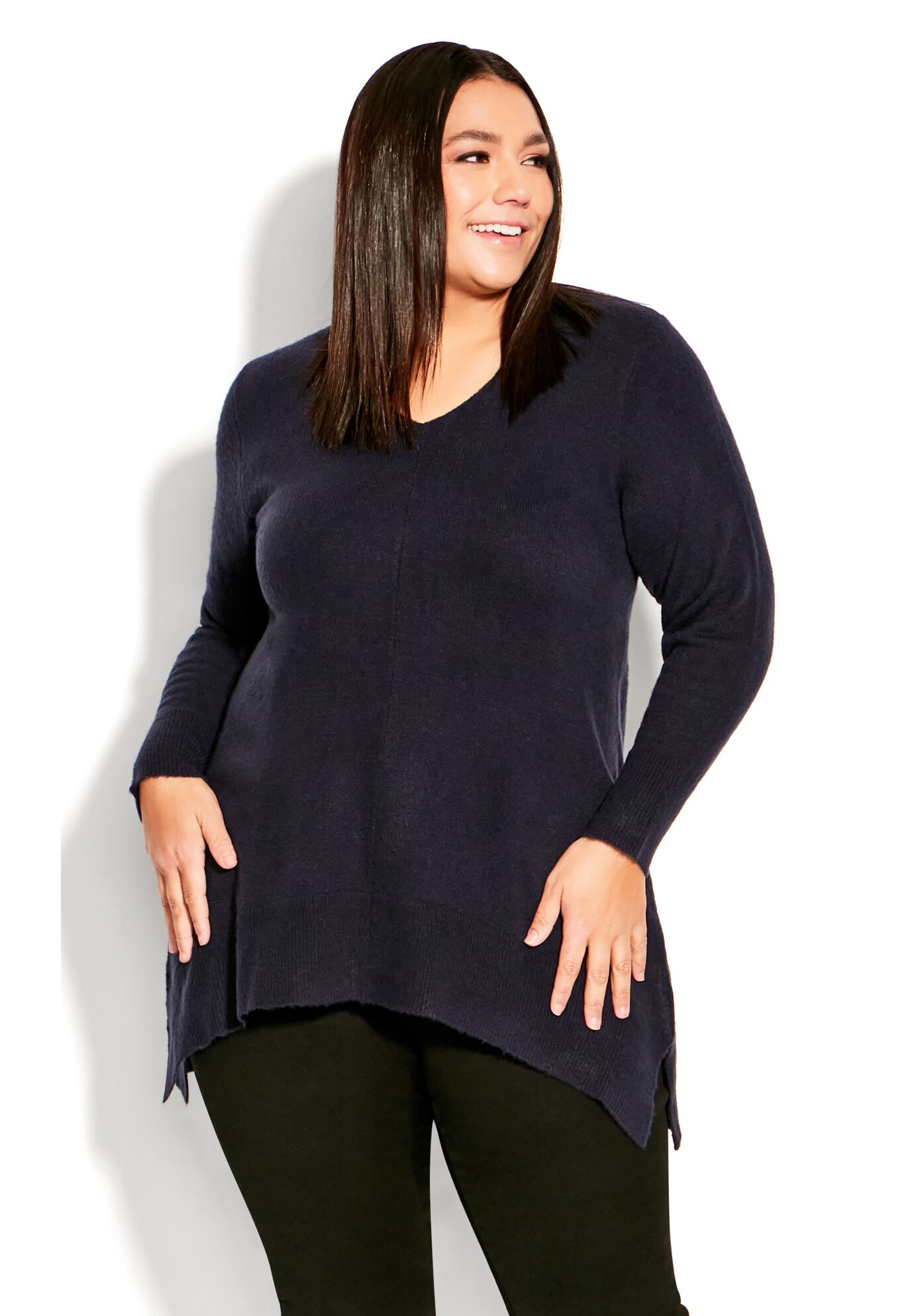 Plus size deep v neck sweater clearance