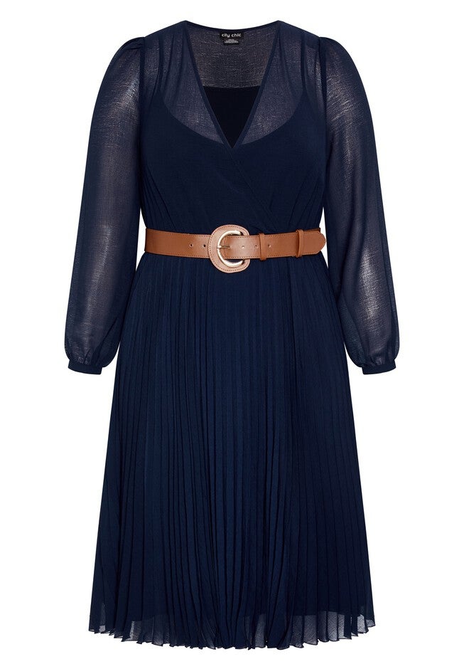 Precious Pleat Dress - navy, BLUE, alternate image number 2