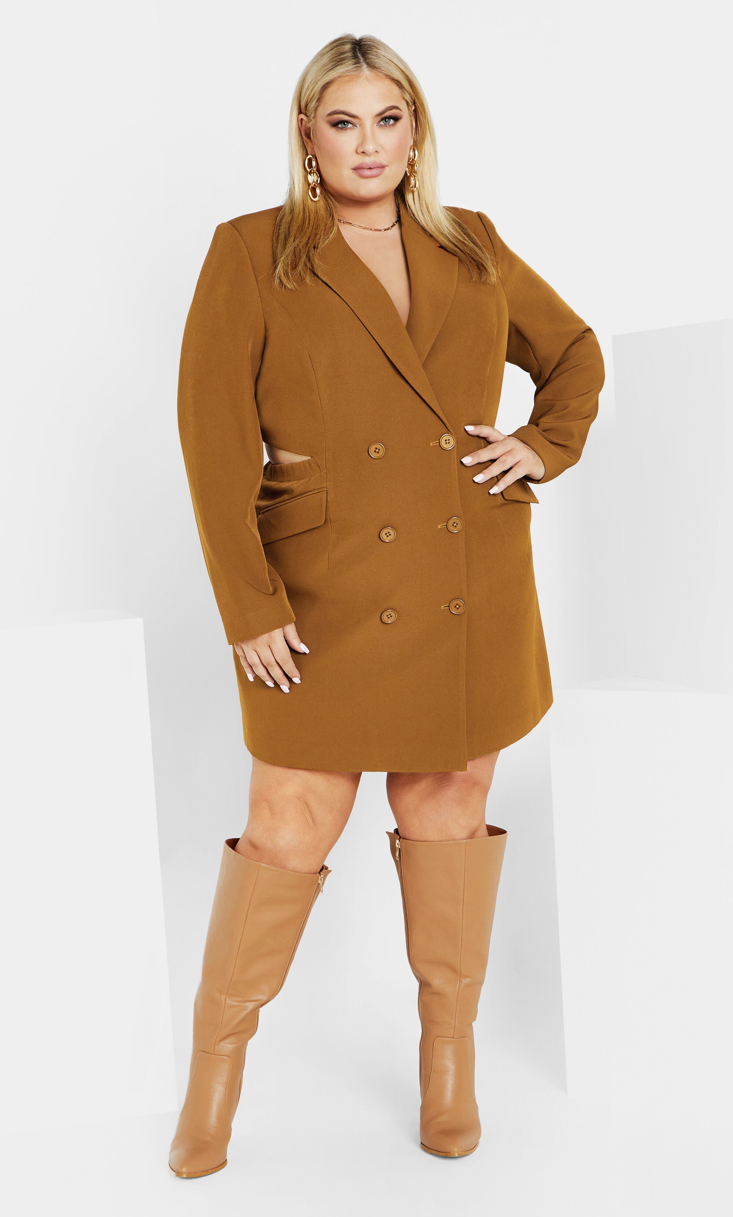 Tuxedo Twyla Dress - salted caramel, SALTED, alternate image number 2