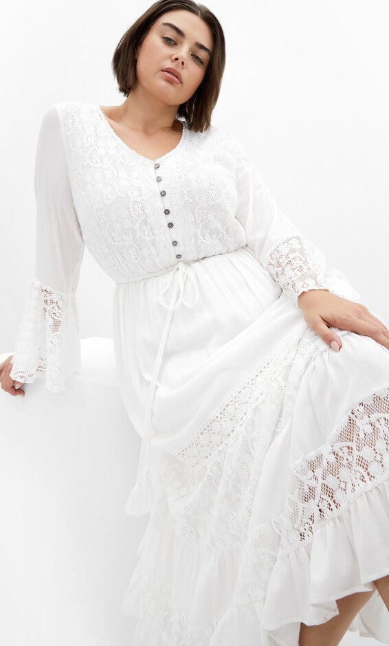 Tisha Lace Maxi Dress - ivory, WHITE, alternate image number null