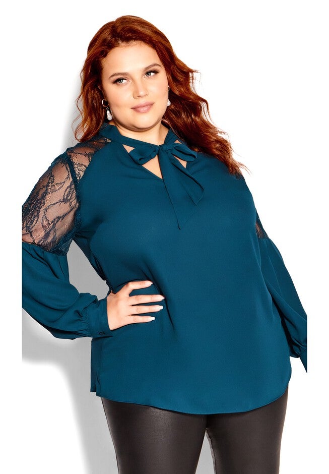 Mysterious Lace Top - peacock, GREEN, hi-res image number 0