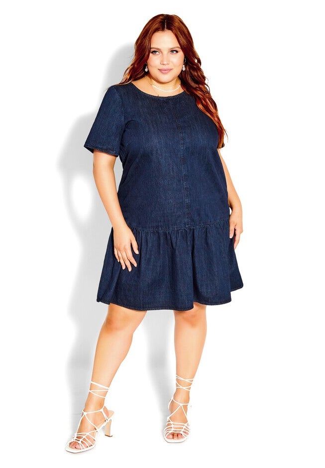 Denim Spirit Dress - dark denim, BLUE, on-hover image number null
