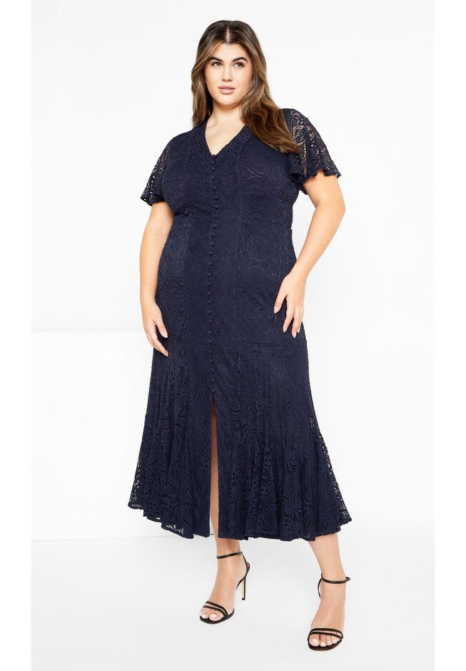 Lace Christa Dress - navy, NAVY, on-hover image number null