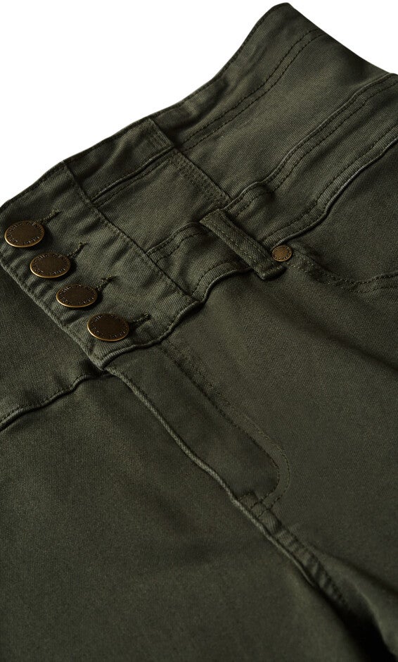 Asha Slit Corset High Rise Jean - khaki, GREEN, alternate image number null