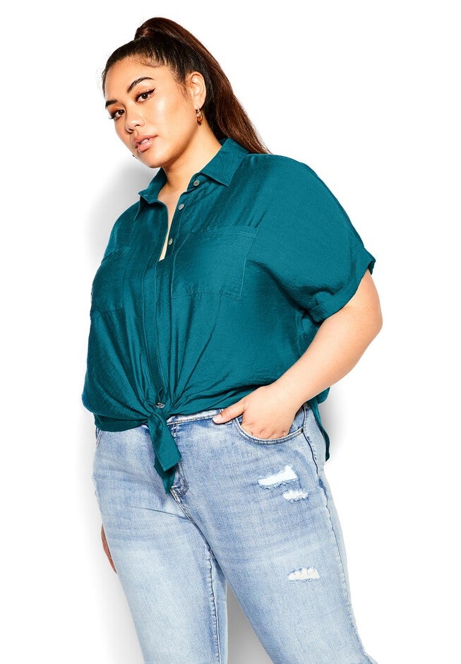 Relaxed Summer Shirt - teal, GREEN, alternate image number null