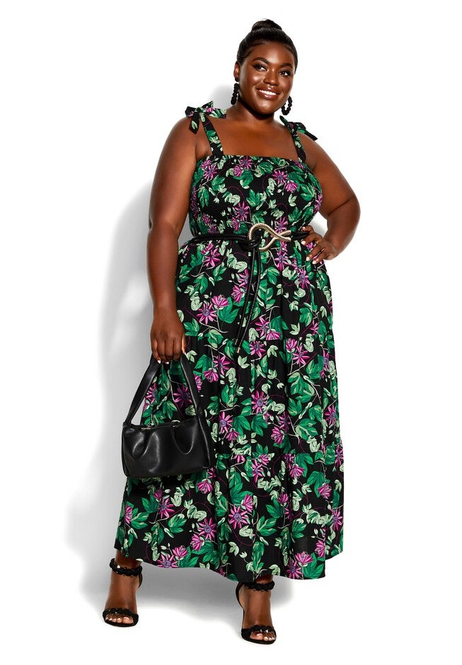 Passion Burst Maxi Dress - black floral, BLACK, hi-res image number 0
