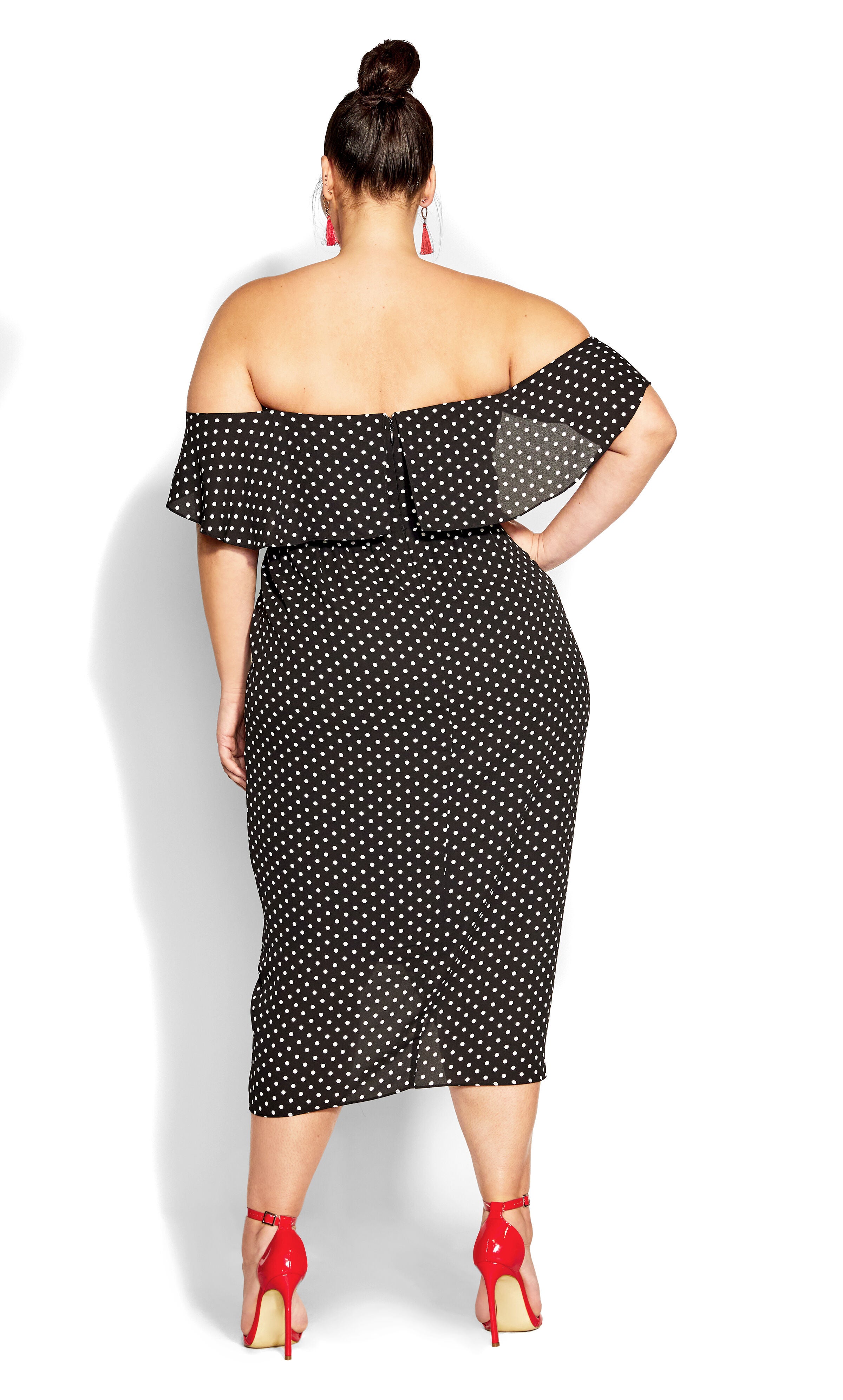 Gina Polka Dot Dress - black, BLACK, alternate image number 2