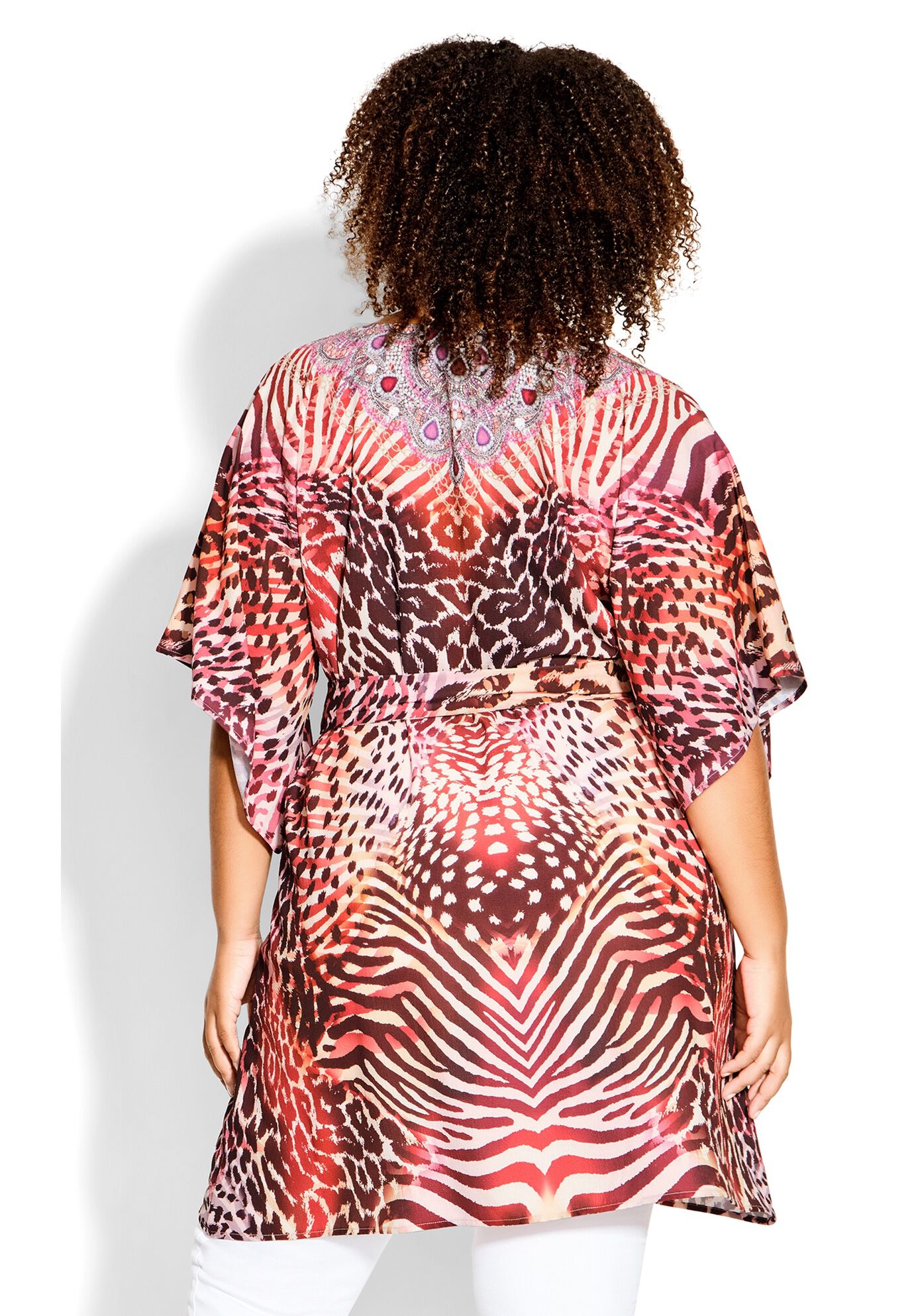 Retreat Beaded Tunic, SUNSET ANIMAL, on-hover image number 1