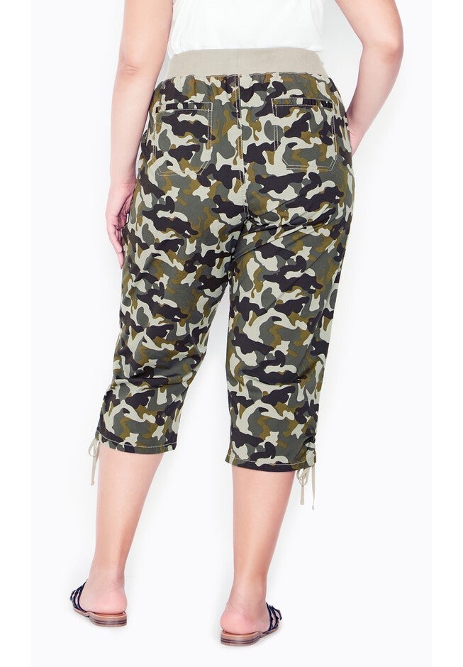 Cotton Cinch Print Capri, CAMO, on-hover image number 1