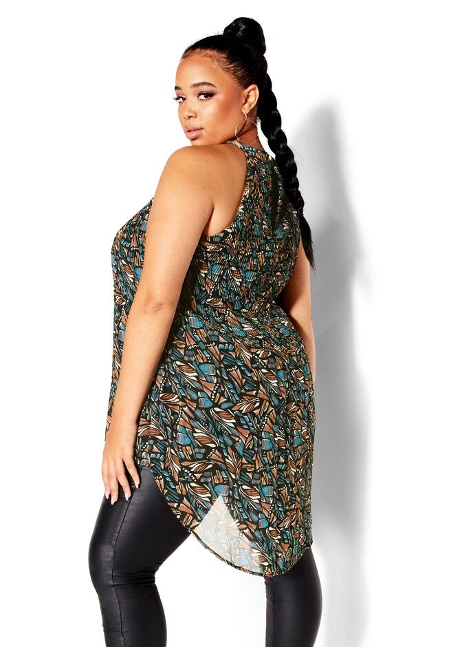 Halter Pleat Print Top - multi, GREEN, alternate image number null