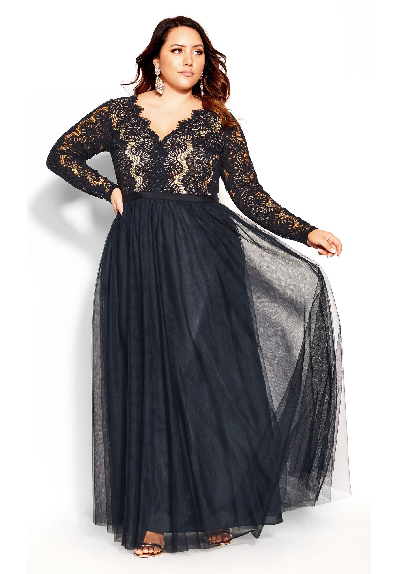 City chic rare beauty lace fit & flare dress online