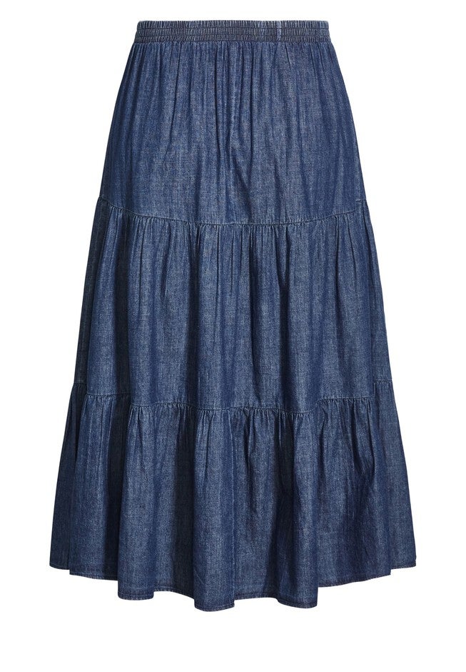 Denim Tier Skirt - dark denim, BLUE, alternate image number 3