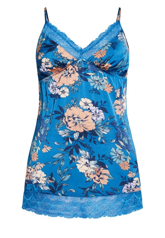 Bella Floral Chemise - cobalt, BLUE, alternate image number null