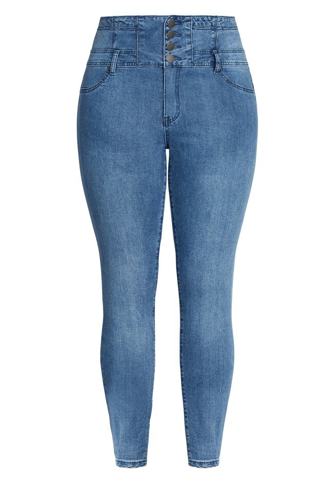 Harley Corset Skinny Short Jean - denim, BLUE, alternate image number null