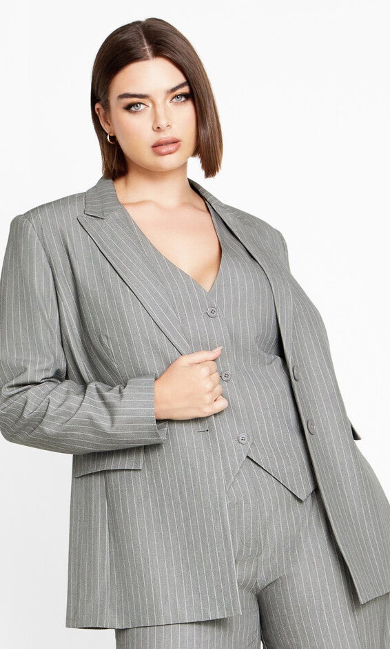 Jazmin Pinstripe Jacket - silver, GREY, hi-res image number 0