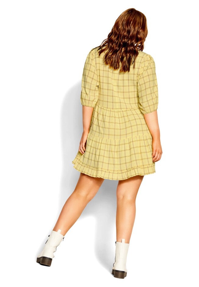 Flirty Check Dress - lemon check, YELLOW, alternate image number 5