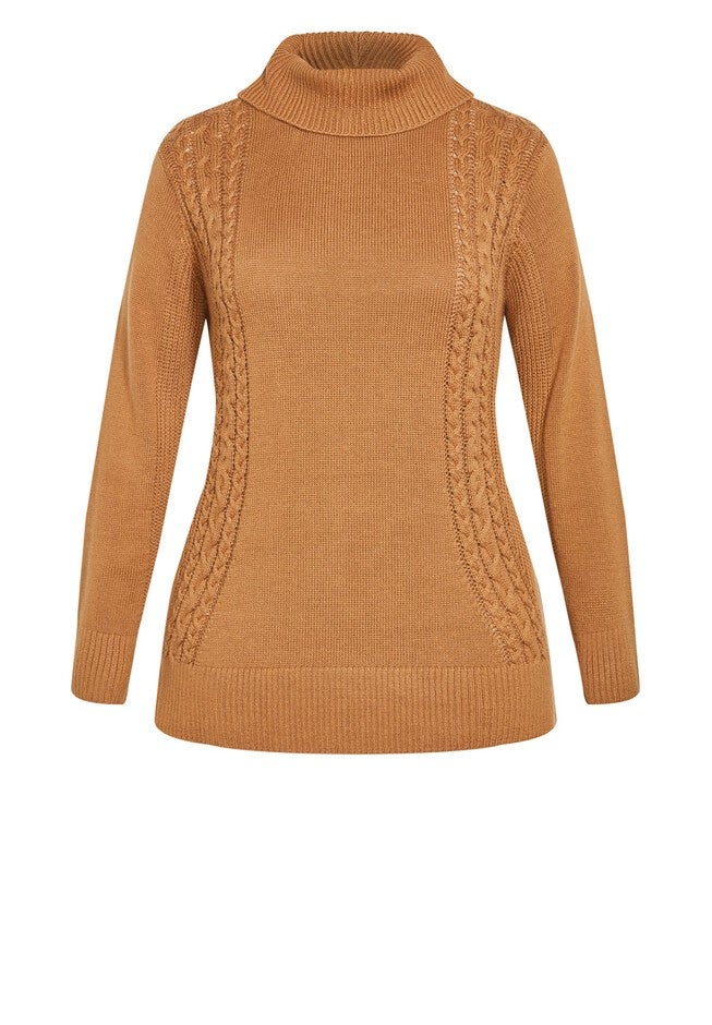 Rosie Cable Knit Sweater, ALMOND, alternate image number null