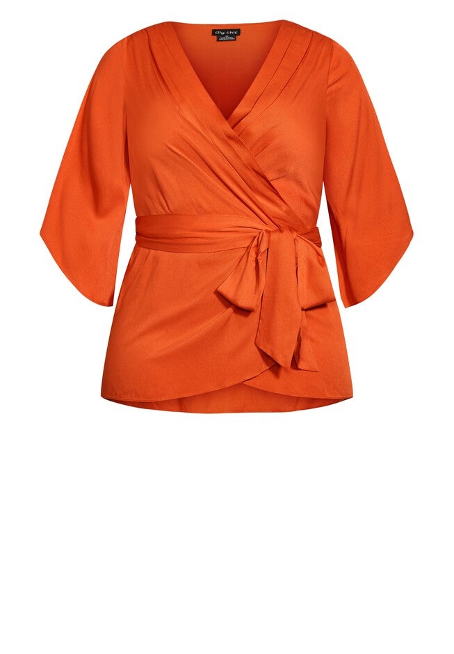 Opulent Wrap Top - amber, ORANGE, alternate image number null