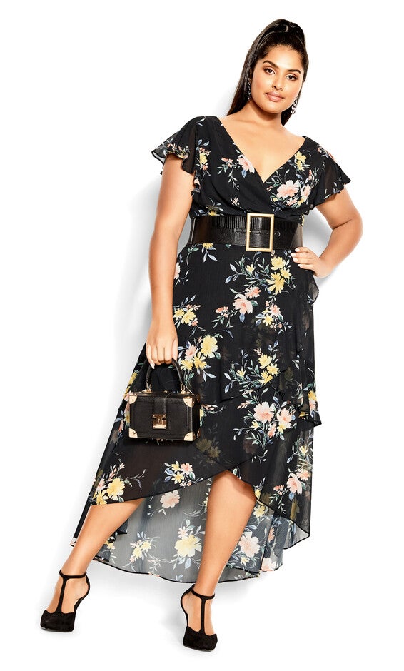 Flirty Tier Print Maxi Dress - black, GREY, hi-res image number 0