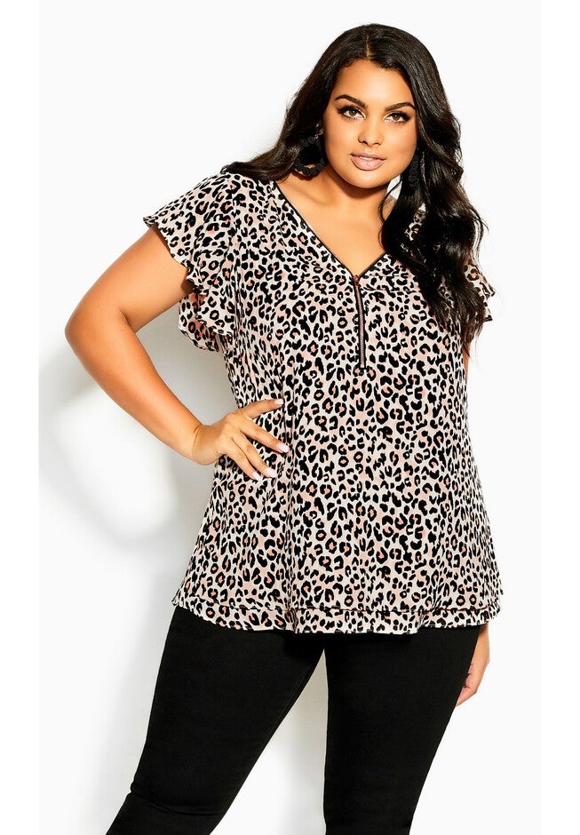 Zip Prowess Top - leopard, BROWN, alternate image number null