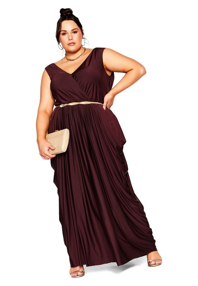 Athena Goddess Maxi Dress - oxblood, RED, hi-res image number null