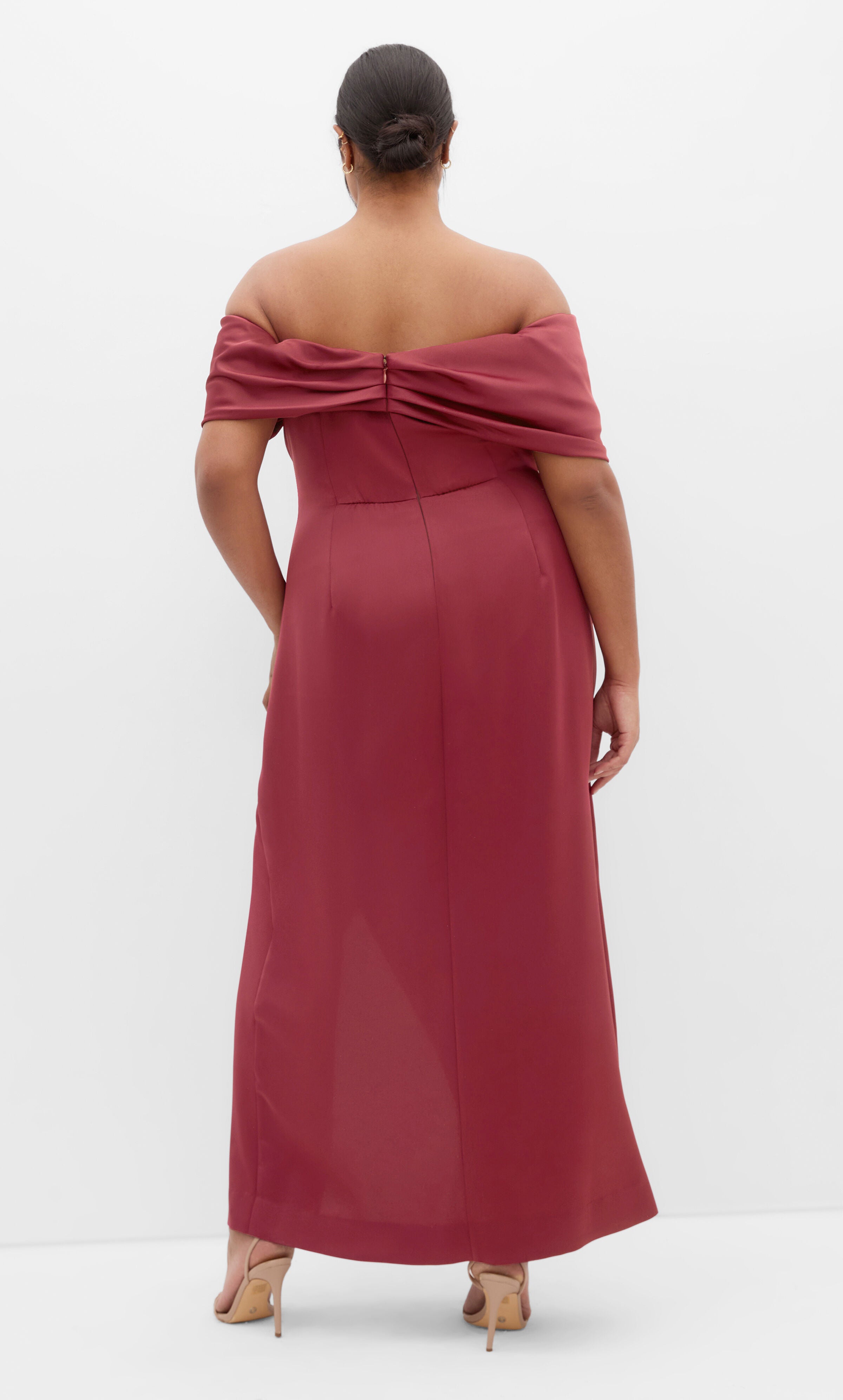 Paloma Off Shoulder Maxi Dress - bordeaux, RED, alternate image number 1