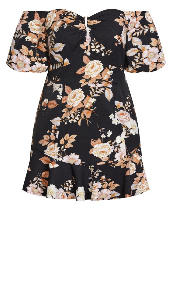 Aria Floral Dress - black, BLACK, alternate image number null