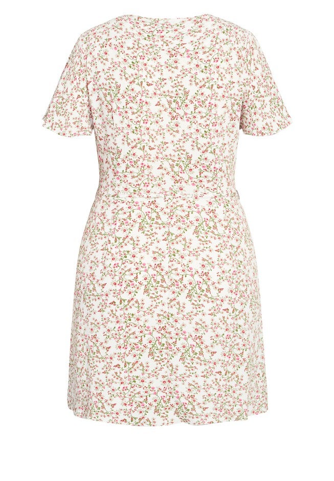 Vine Short Sleeve Dress - white floral, WHITE, alternate image number 4