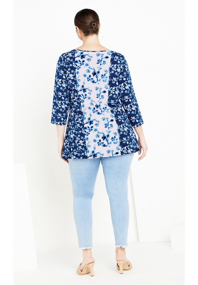 Nina Placed Top, NAVY INK BLOSSOM, alternate image number null