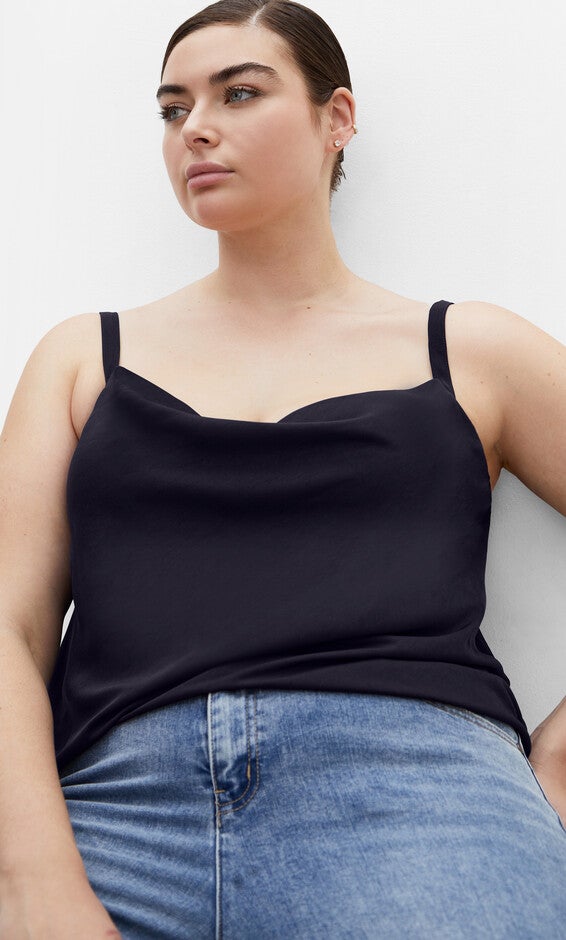 Cowl Neck Cami - navy, NAVY, hi-res image number 0