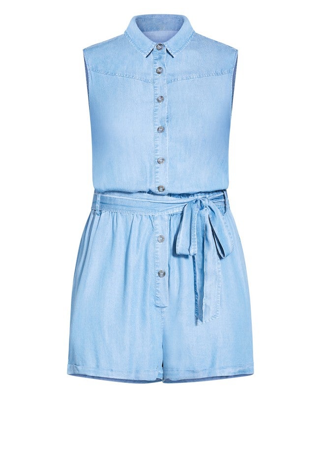 Emery Playsuit - chambray, BLUE, alternate image number null