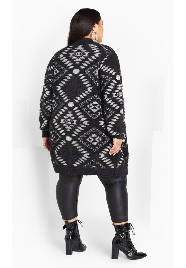 Aztec Jacquard Cardigan - black, BLACK, alternate image number null