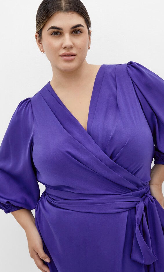 Opulent Elbow Sleeve Dress - violet, PURPLE, alternate image number null