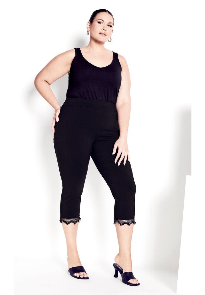 Super Stretch Lace Capri, BLACK, hi-res image number 0