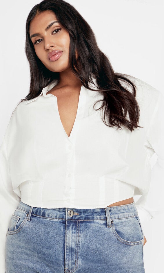 Classic Crop Shirt - ivory, WHITE, hi-res image number null