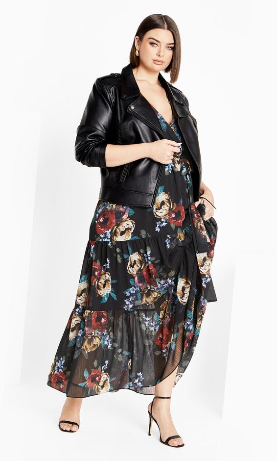 Xander Print Maxi Dress - black, DARK LATE BLOOM, hi-res image number 0