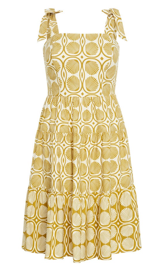 Leila Seashell Dress - print, YELLOW, alternate image number null