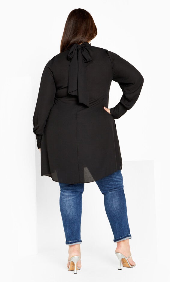 Neck Tie Tunic - black, BLACK, alternate image number null