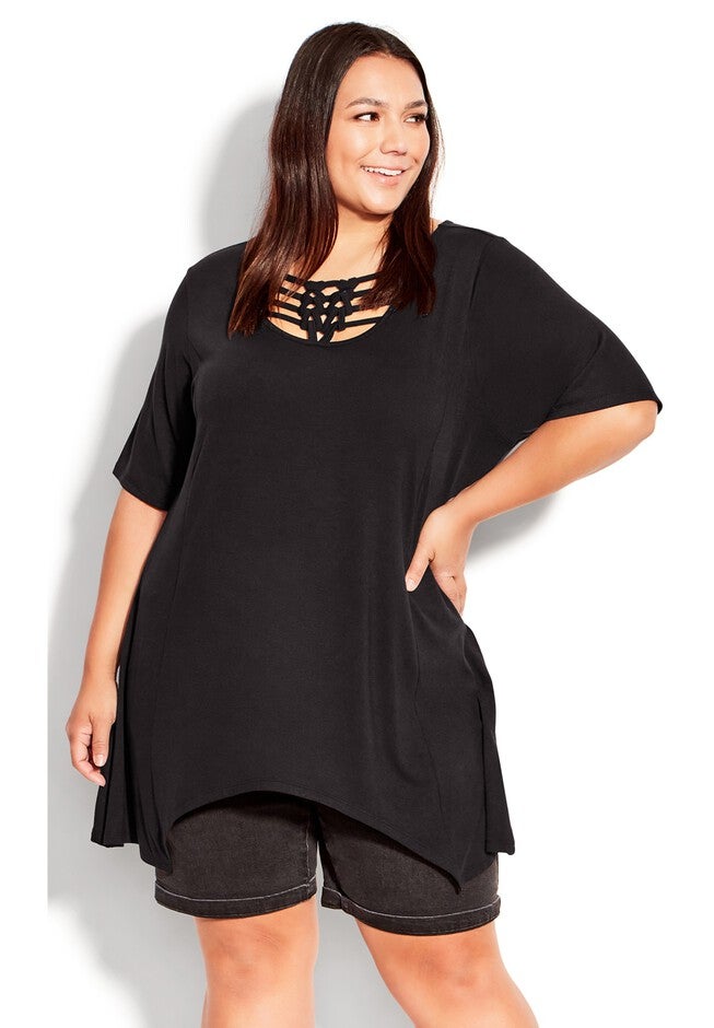 Knotted Cage Tunic, BLACK, alternate image number null