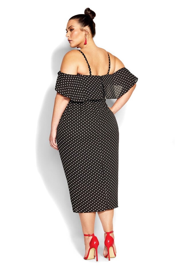 Gina Spot Dress - black, BLACK, alternate image number null