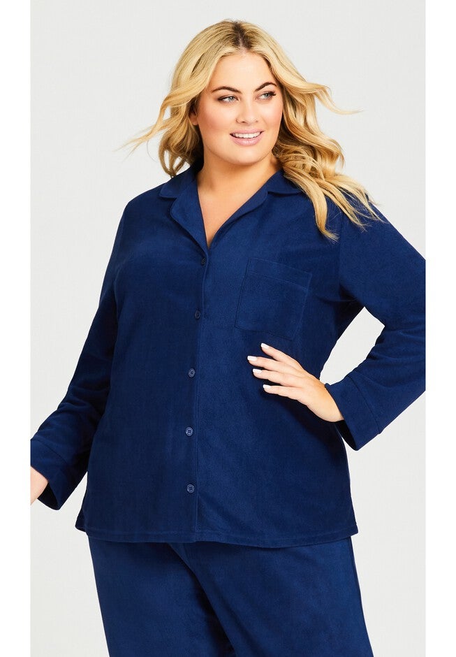 Button Fleece Top, NAVY, hi-res image number 0
