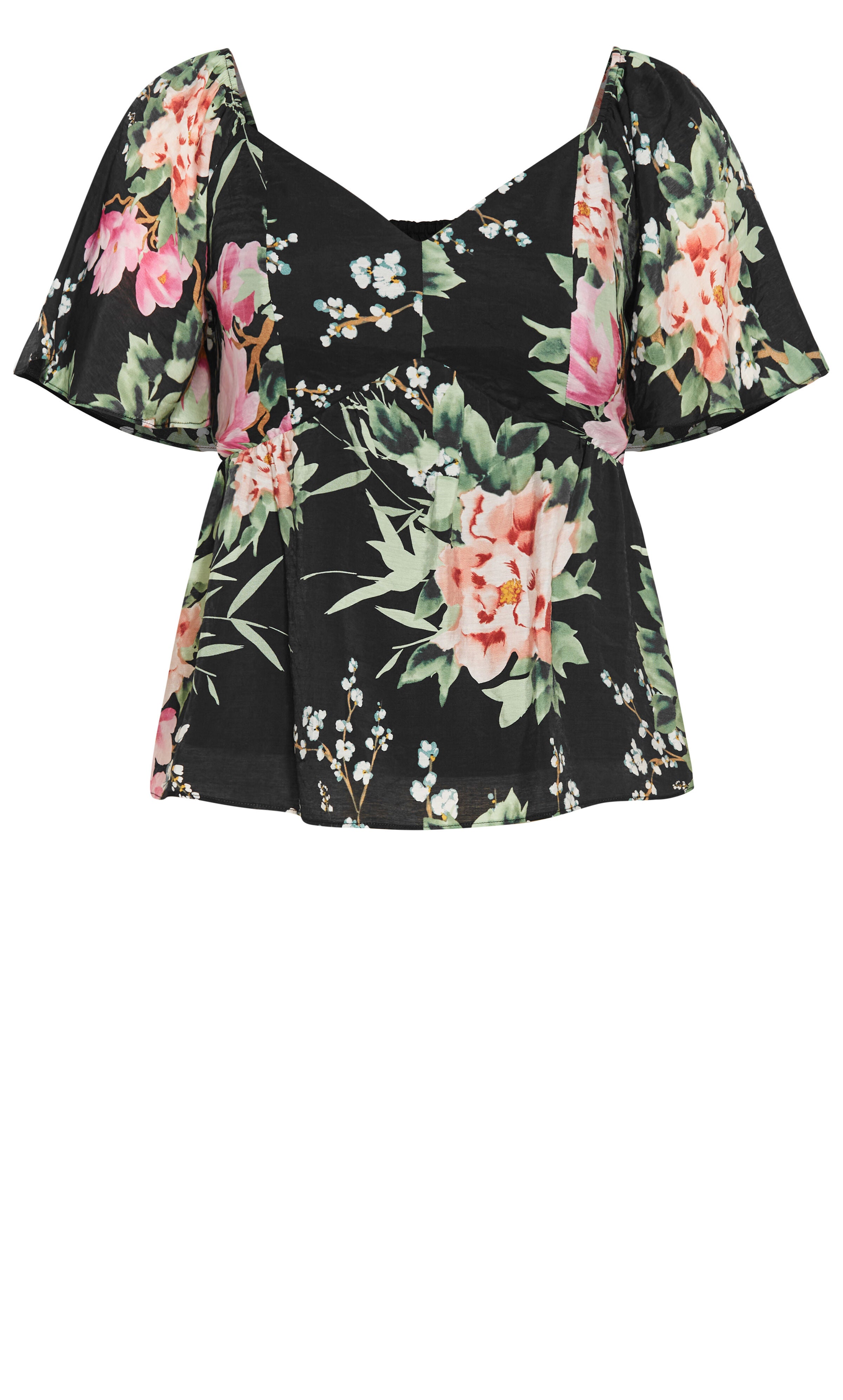Marci Print Top - black, BLK SWEET BLOSSOM, alternate image number 3