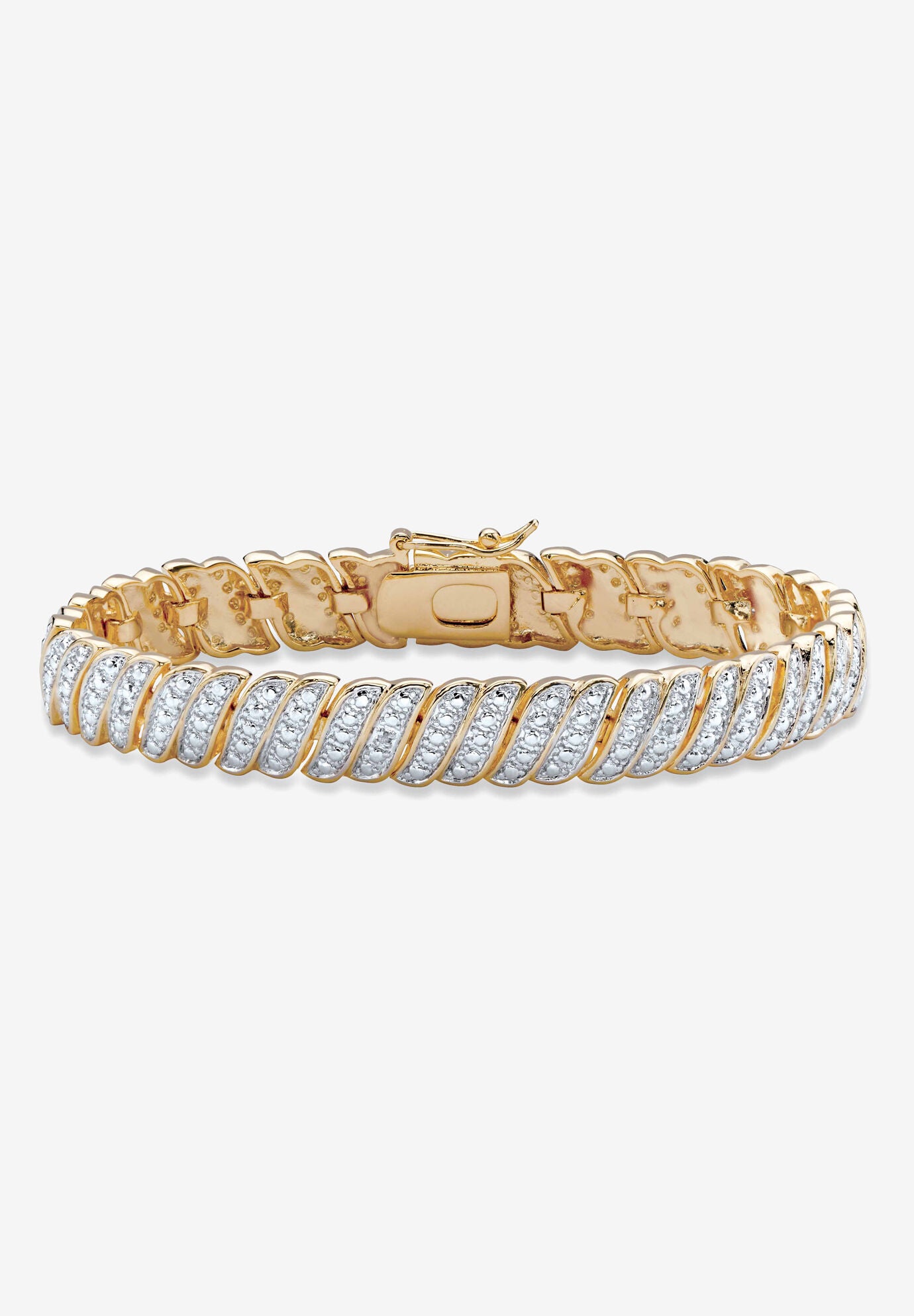 爆買い！ Yellow Gold Plated Tennis Bracelet (10mm), Genuine Diamond アクセサリー