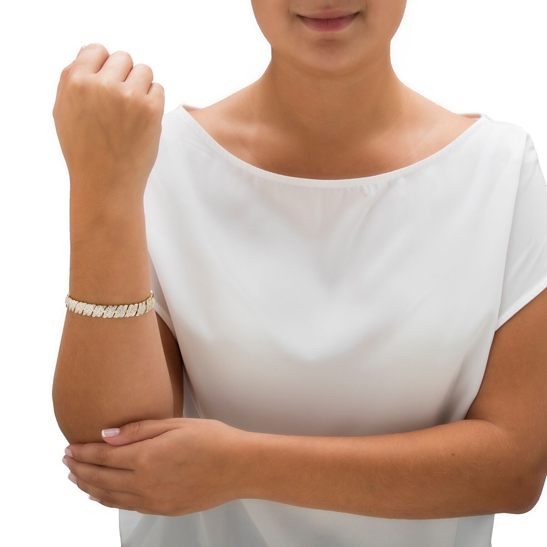 Yellow Gold Plated Tennis Bracelet (10mm), Genuine Diamond